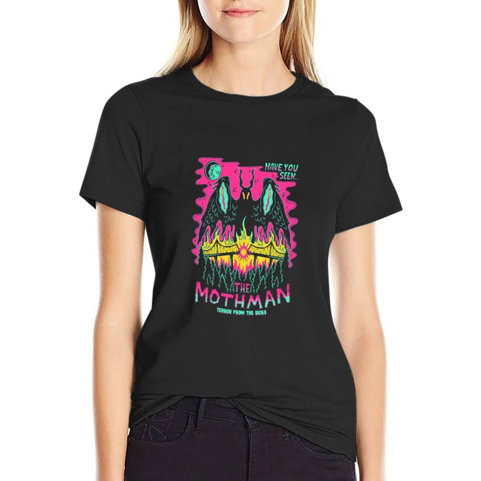 

Mothman T-Shirt animal prinfor vintage hippie clothes funny Woman clothing