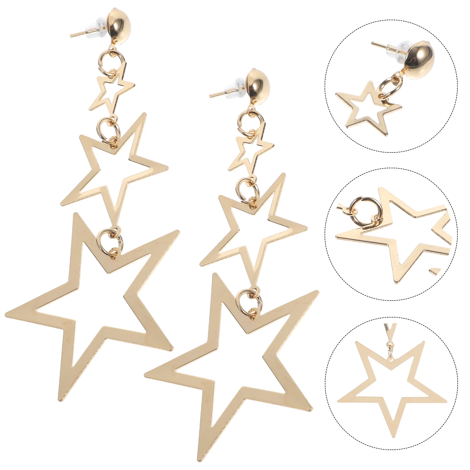 

Stud Earrings Star for Lady Five Pointed Small Dangle Temperament Golden Women Elegant Miss