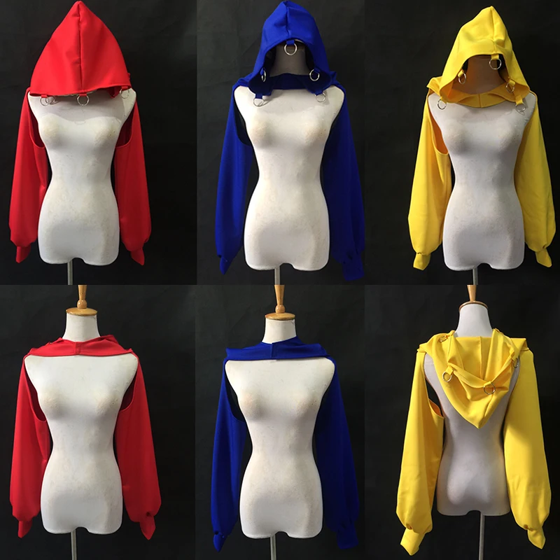 Hip Hop Jazz Dancewear Sexy Gogo Dance Costume Blue Yellow Short Tops Hoodie Party Rave Outfit Nightclub Bar Dancer Clothes 4067