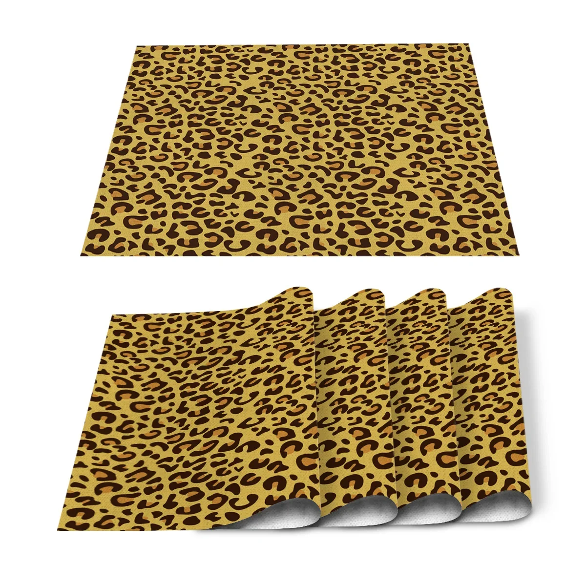 2/4/6pcs Placemats Leopard Print Black White Striped Print Dining Table Runner Place Mat in Kitchen Accessories Bar Mat Coaster