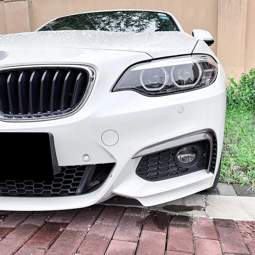 Parachoques delantero de fibra de carbono negro brillante para BMW, divisor de labios, alerón, cubierta de lámpara antiniebla, rejilla de ABS, 2014