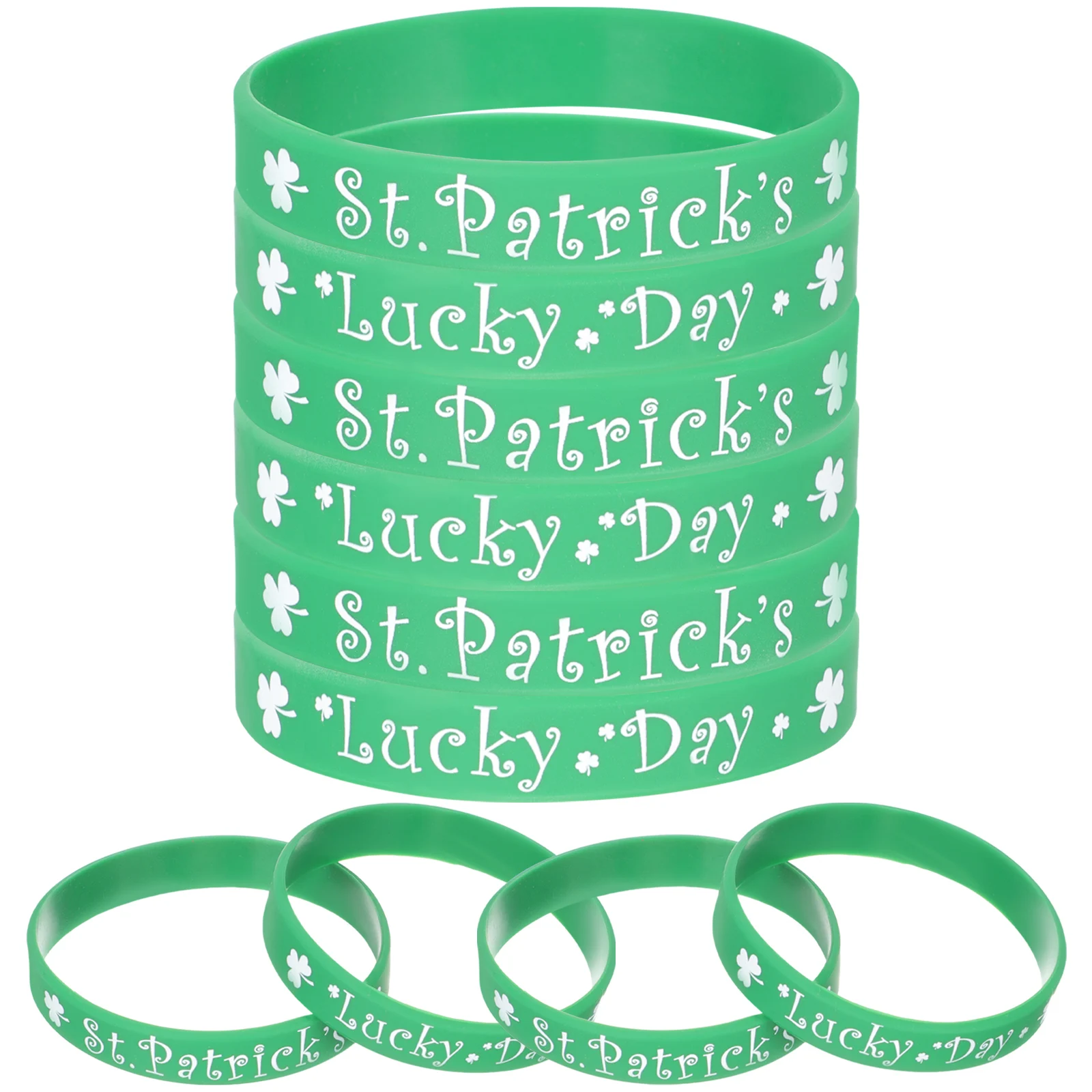 

10Pcs Silicone Shamrock Bracelets Fashion Elastic Wristbands for Men Women Kids St Patrick's Day Party Favors Irish Festival