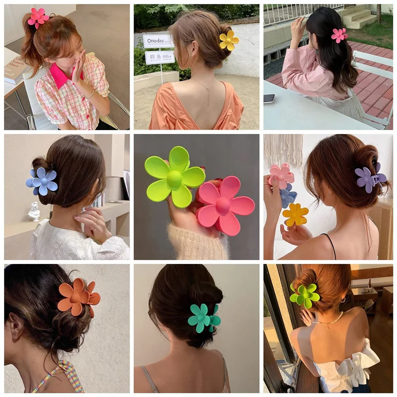 

10Pcs/ Flower Shape Hair Claw Clip for Women Girls Barrette Crab Hair Claws Ponytail Hairpins Bath Barrette Headwear Accessories