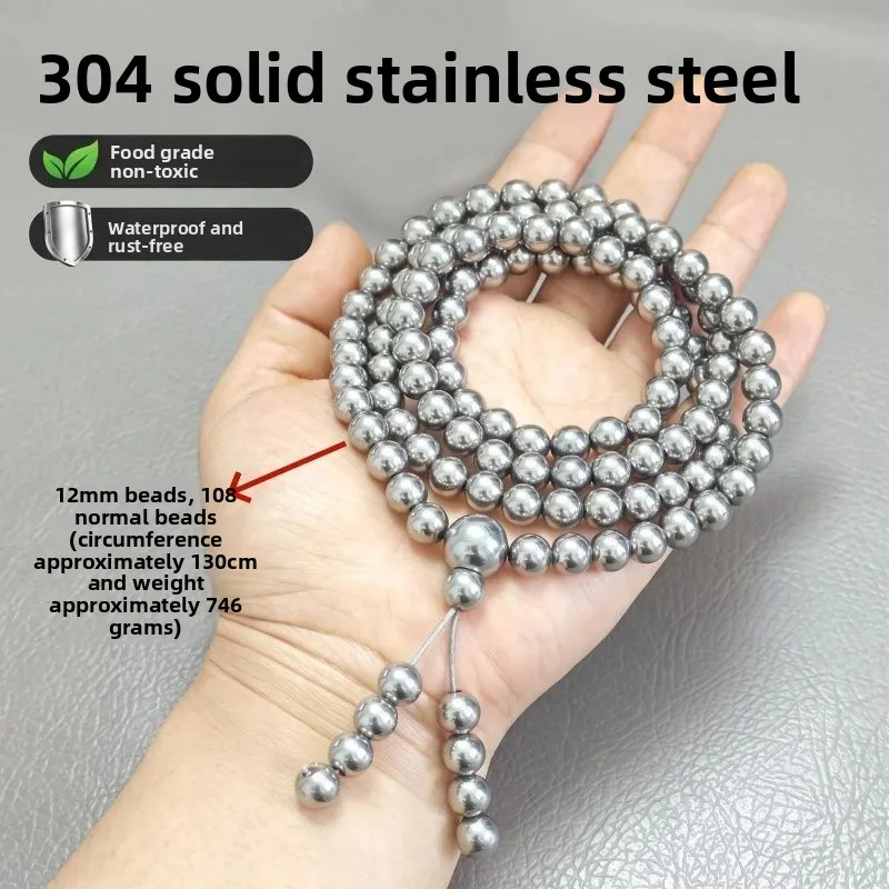 304ステンレススチール製108ビーズ-8mm-9mm-10mm-12mm-ブレスレット-仏陀ソリッドボールストリング-無毒-フィットネス-サンダーボルトビーズ-ライフライン