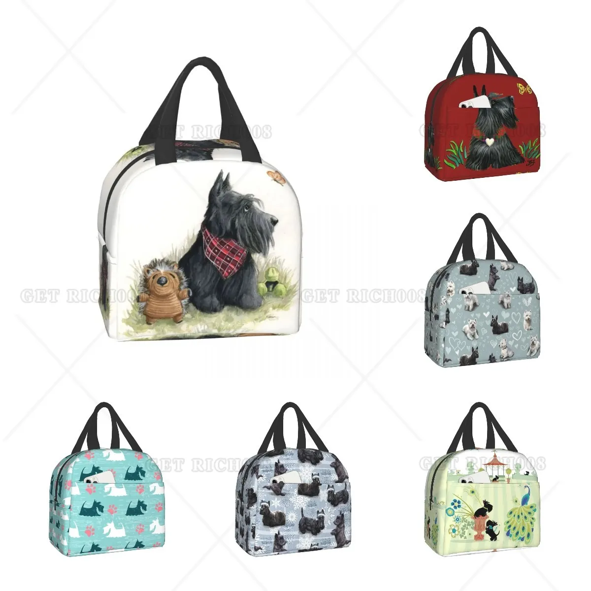 

Scottish Terrier Resuable Lunch Boxes Women Multifunction Butterfly Scottie Dog Thermal Cooler Food Insulated Lunch Bag One Size