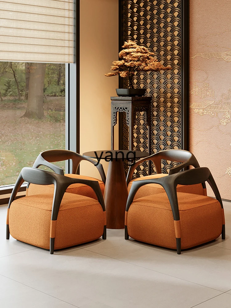 TGF الصينية الجديدة المقهى كرسي الترفيه Guofeng Zen فندق فيلا منطقة الراحة طاولة الاستقبال والكراسي #5