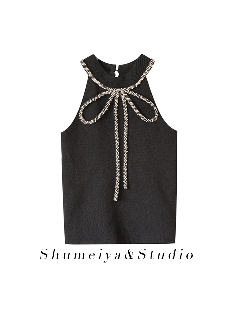 

iny Diamond Knot Svel Knitted Vest Women's Outerwear Pure Desire Strapl Tank Top ort Sle Summer Faion