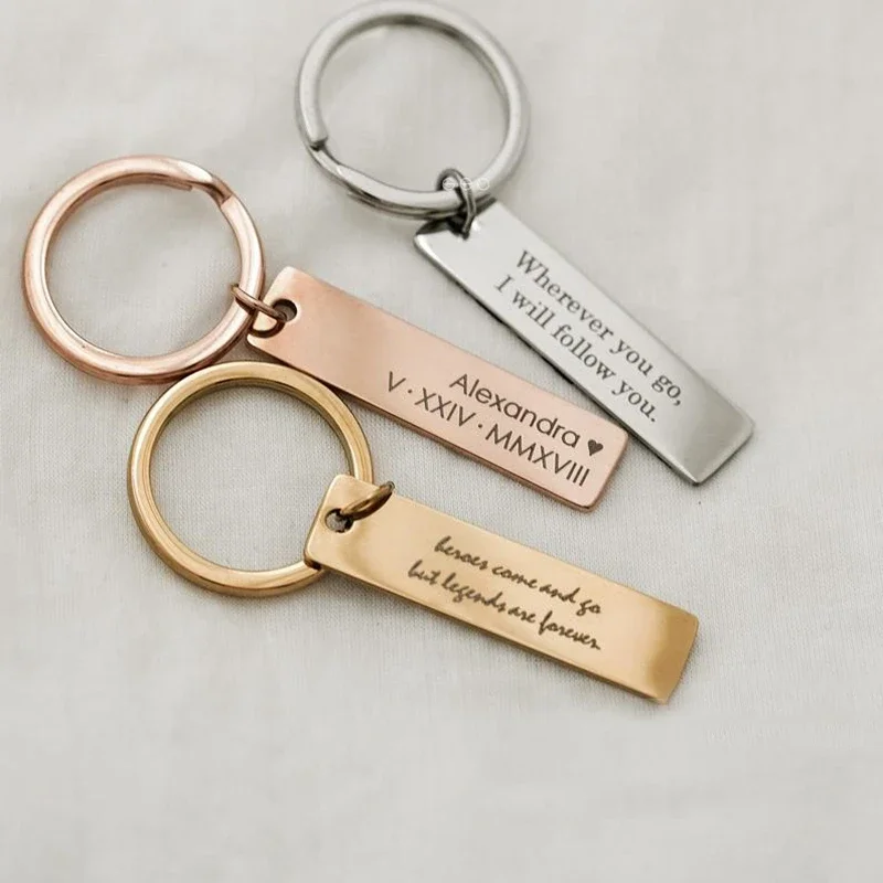 Personalize Custom Driver Remainder Long Distance Car Logo Metal Engraved Name Phone Number Keychain Gift for Him Her Keyring