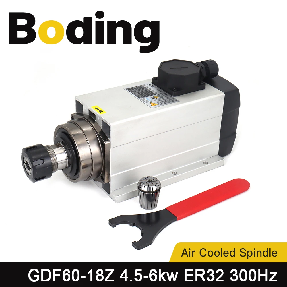 

BODING HQD 4.5KW 6KW CNC Air Cooled Spindle Motor 380V 220V ER32 18000RPM 300Hz GDF60-18Z For CNC Engraving Milling Machine