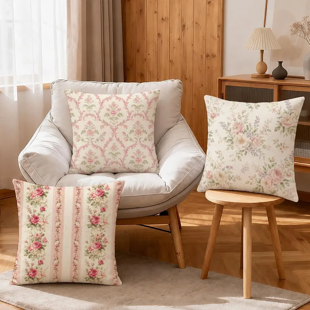 Art Artistic Petal Illustration Cushion Cover Linen Anti-Mite Antibacterial Cushion Cover Invisible Zipper Sofa Decor