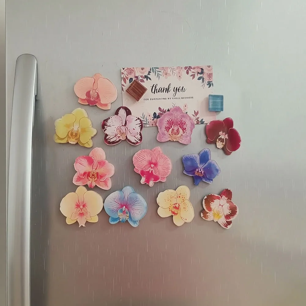 6pcs Beautiful Phalaenopsis Flower Refrigerator Magnets Cute Plants Refrigerator Magnets Whiteboard Sticker Decorative