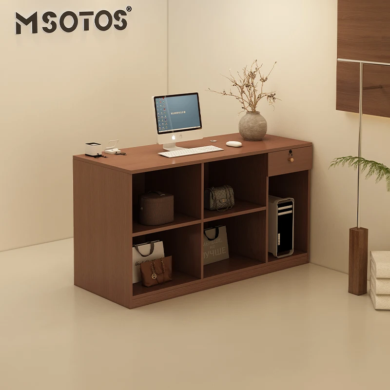 Mesas de recepção de beleza marrom balcão estética luxo mesas de recepção de computador design de negócios bancone da móveis de recepção