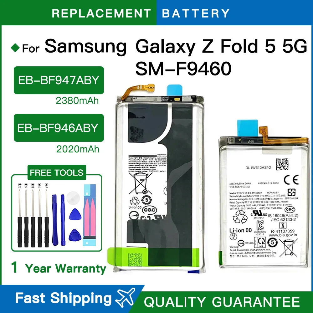 

Genuine EB-BF946ABY EB-BF947ABY battery For Samsung Galaxy Z Fold 5 W24 F9460 Fold5 F946 F947 mobile Phone Battery+Free kits
