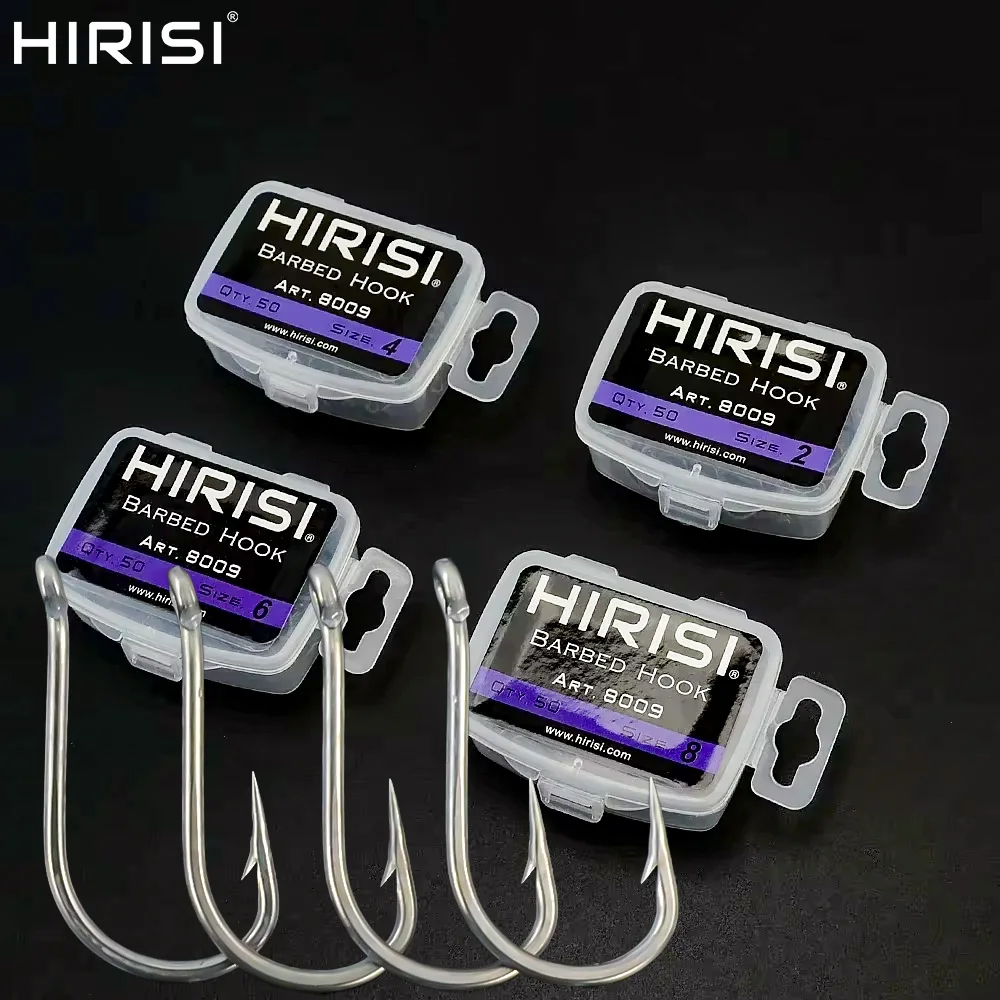 Hirisi – hameçons de pêche Micro barbelés, revêtement en PTFE, en acier à haute teneur en carbone, fournitures durables pour la pêche en eau douce, 50 pièces