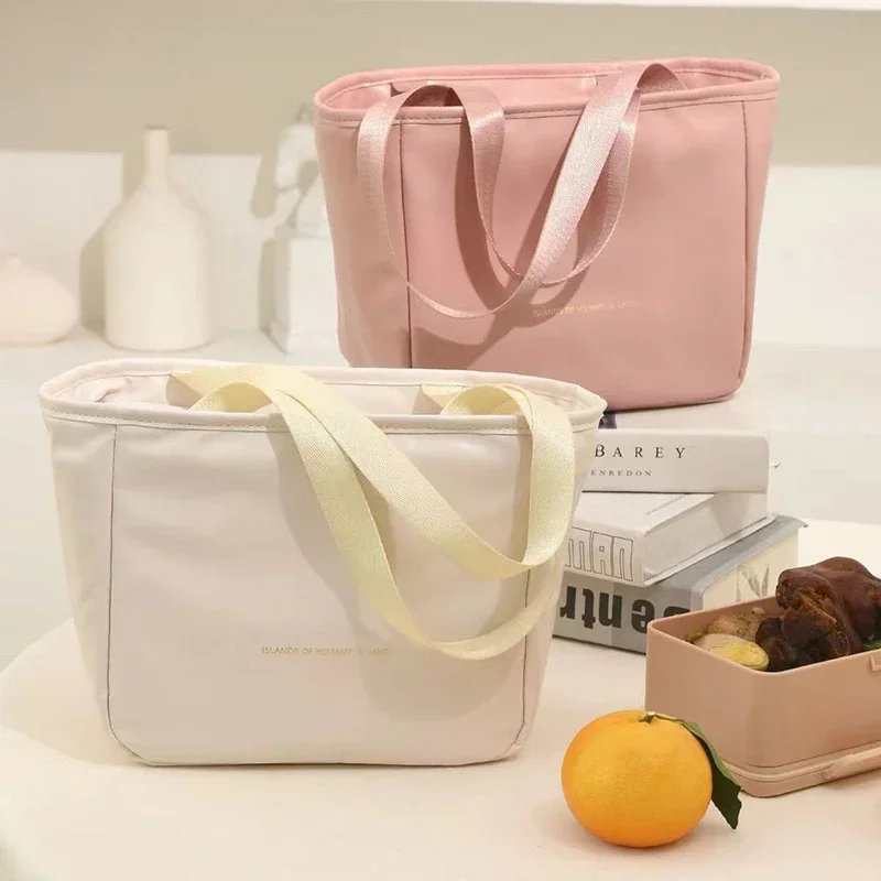 

Insulation Waterproof Leathers Lunchbox Bags Portable Food Storage Bento Pouch Outdoor Picnic Bento Handbag Large Capacity Totes