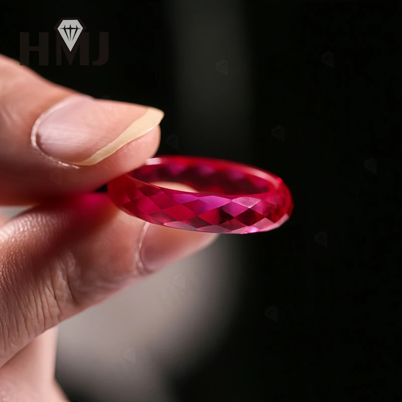 올 루비 엄지 반지 풀 모이사나이트 그린&샴페인&화이트&블랙 플레인 밴드 기념일 선물 인증서 포함 무료 목걸이 증정