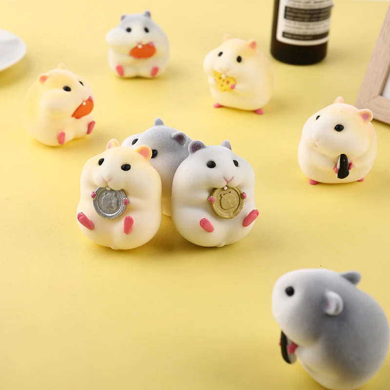 Cute Anime Hamster Blind Box Car Interior Decoration Gourmet Hamster Figures Auto Dashboard Decoration For Car Accessories