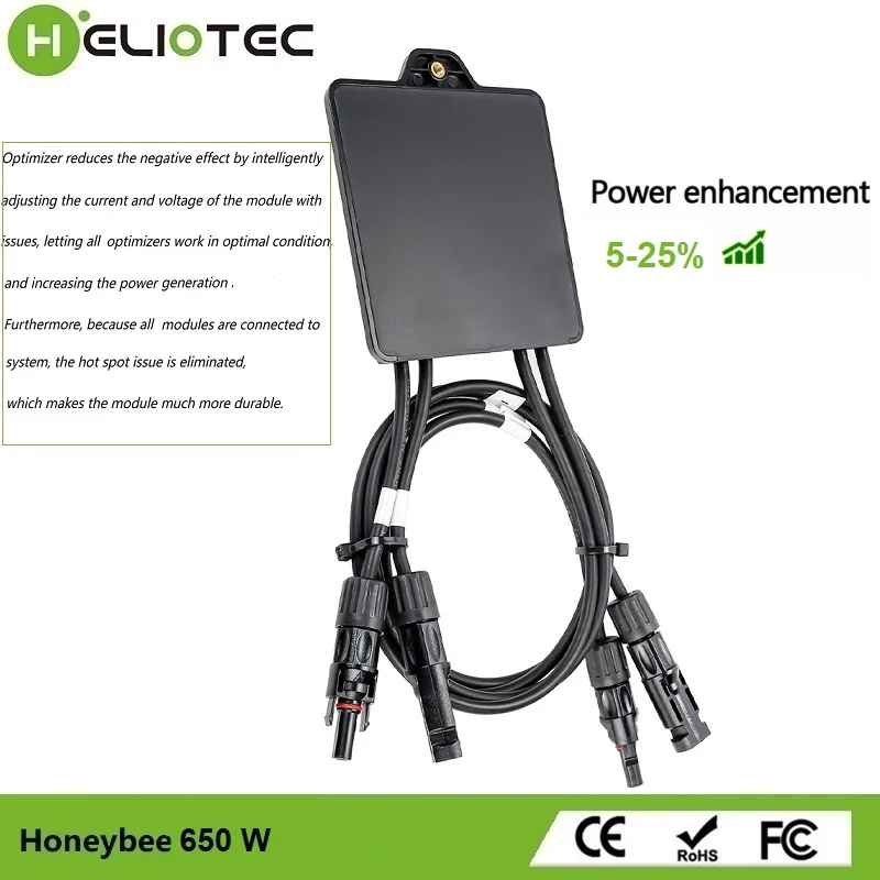 HELIOTEC 650W PV Power Optimizer MPPT 12V-75V Input Ip68 Real-time Solar Panel Monitoring Voltage-Limiting Anti-Hotspot