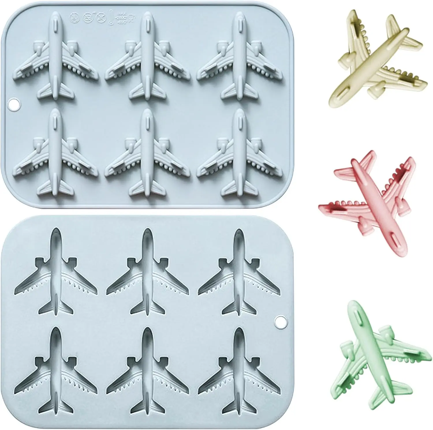 

2 Pack Airplane Fondant Silicone Mold 3D Airplane Ice Cube Tray Aircraft Chocolate Candy Baking Mould Cake Decorating Tools