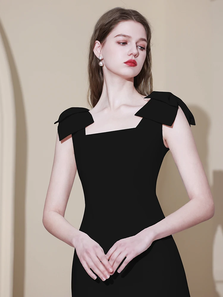 

Черное мини-вечернее платье с узлом-бабочкой на бретельках, белое роскошное атласное платье без рукавов с квадратным воротником для женщин, вечернее платье знаменитостей