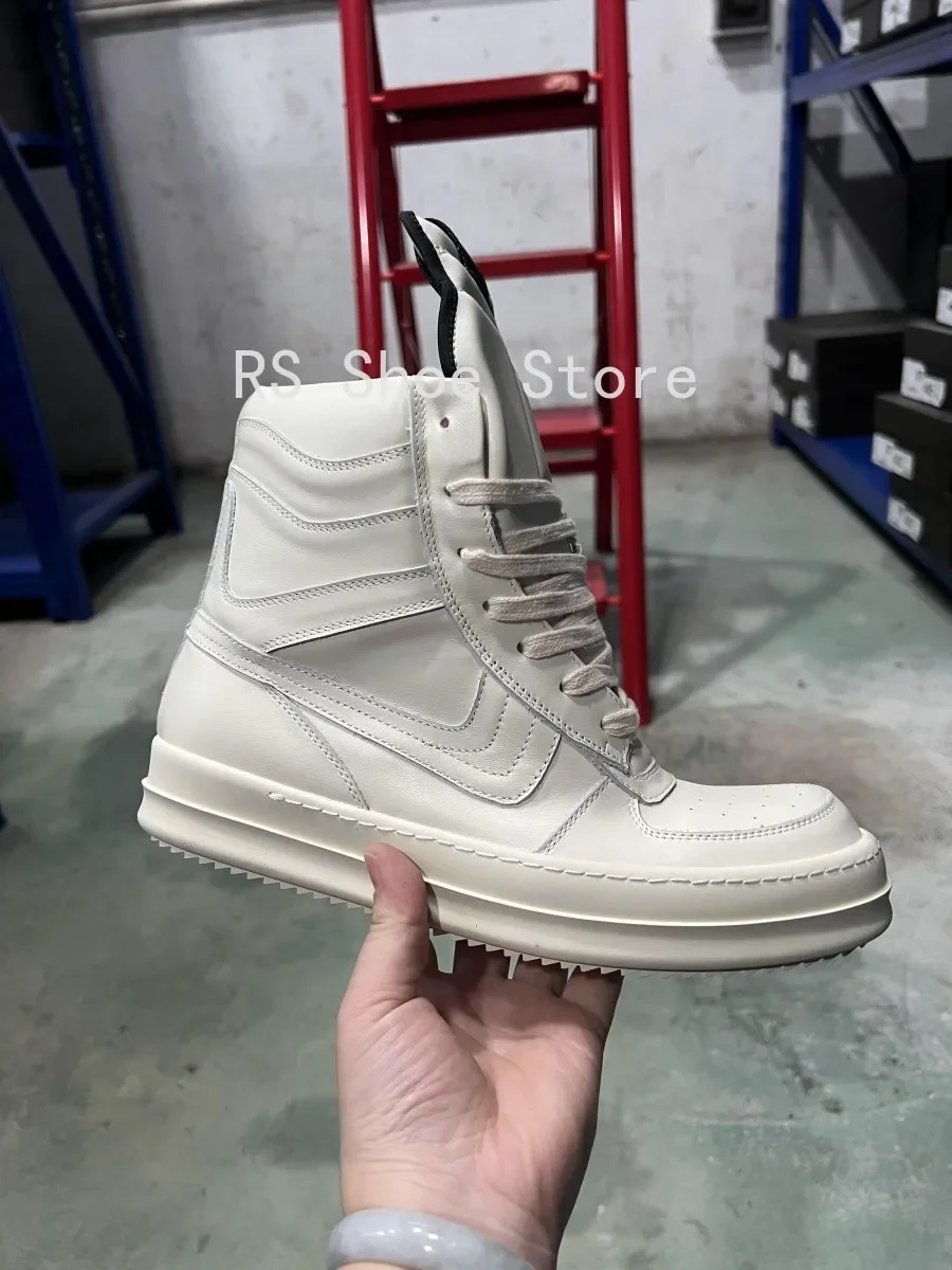 

Ro White Leather High Top Shoe Luxury Suede Boot Men Shoes Zipper Women Casual Sneaker Design Ankle Boots