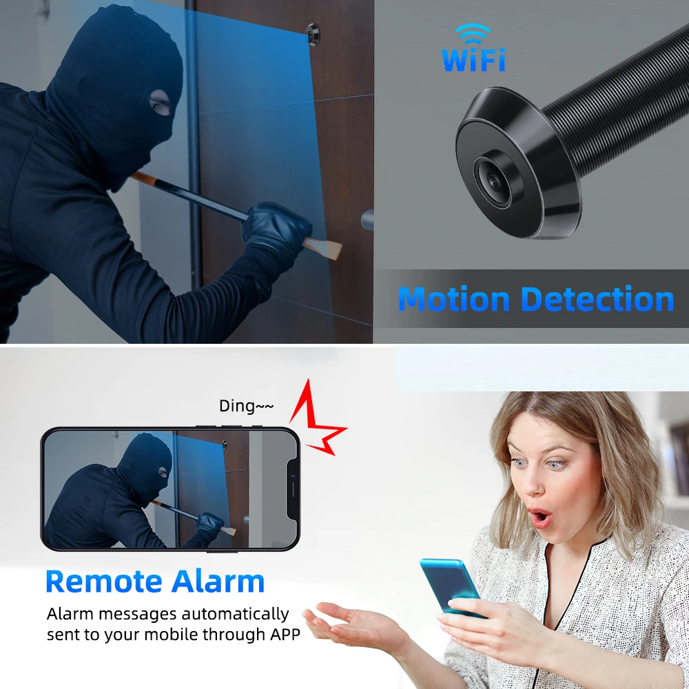 Elecpow 2.4G&5G Tuya Wifi Peephole Door Camera 1080P Full HD PIR Night Vision Motion Detection Door Viewer Camera No Battery