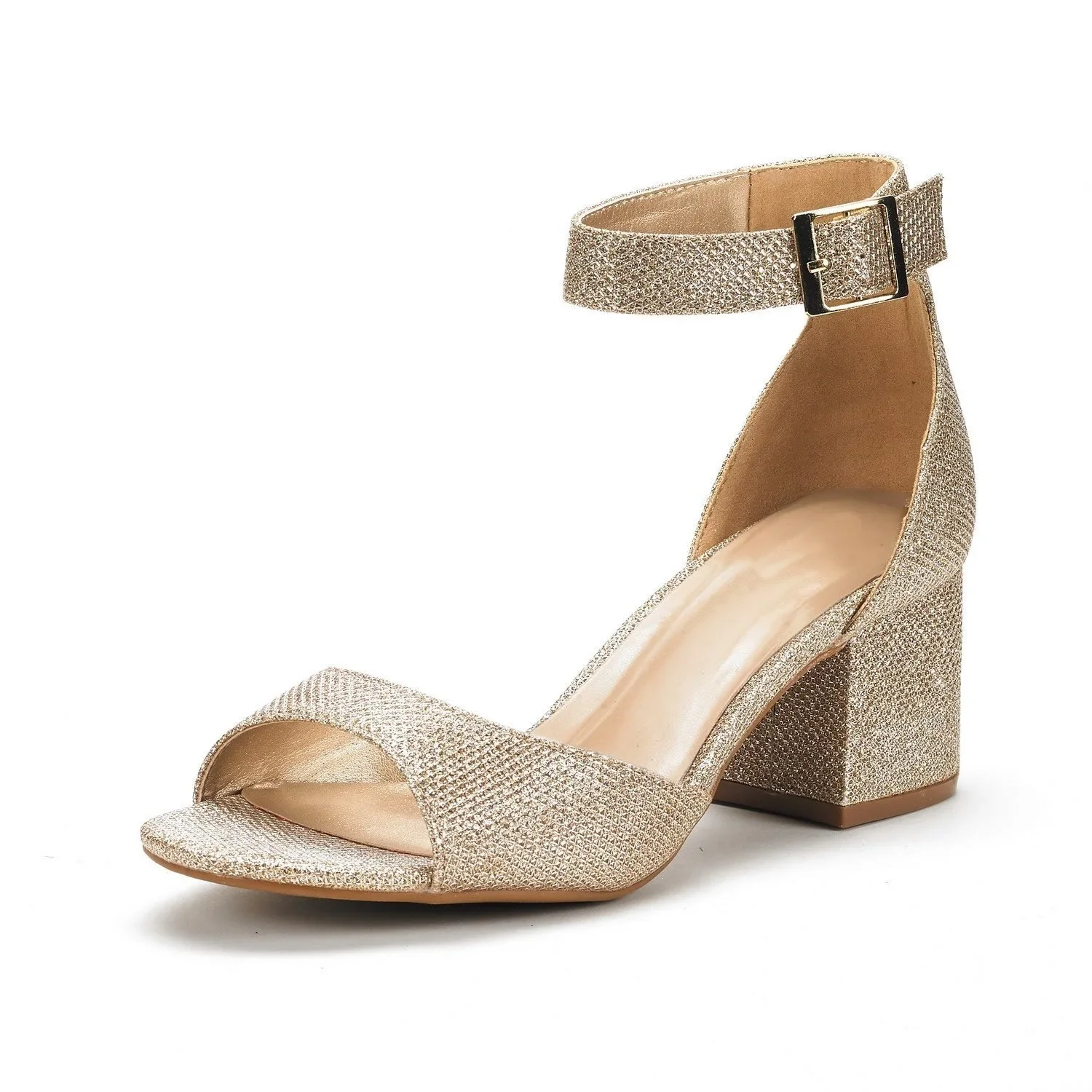 

Women Sandals Shiny Sexy High Heels 5.5cm Open Toe Thick Heels Buckle Strap Sandal Gladiator Ladies Party Dress Wedding Shoes