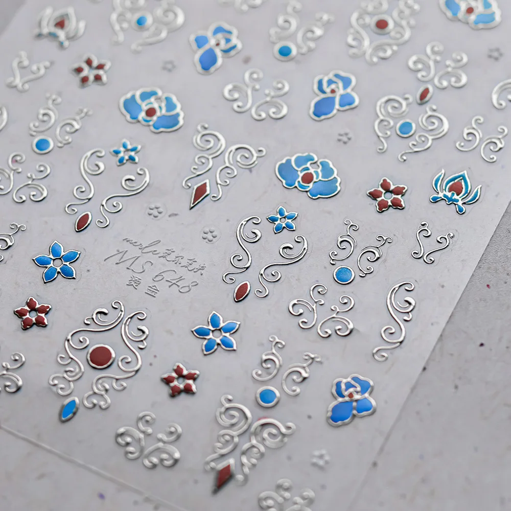 خمر اليابانية بوهو الأزهار الدانتيل 5D مسمار الفن ملصق البوهيمي نمط الساخن ختم الذاتي لاصق الديكور مانيكير صائق DIY بها بنفسك