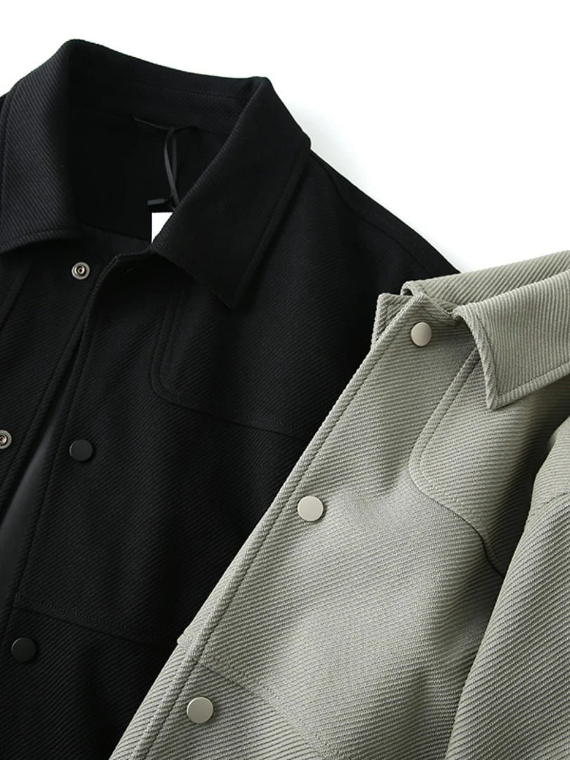 

Faionable Casual Open Cardigan Jaet Stand Fit Polyester Fabric Hollow Tead Texture Quali Collar Long Sve Coat