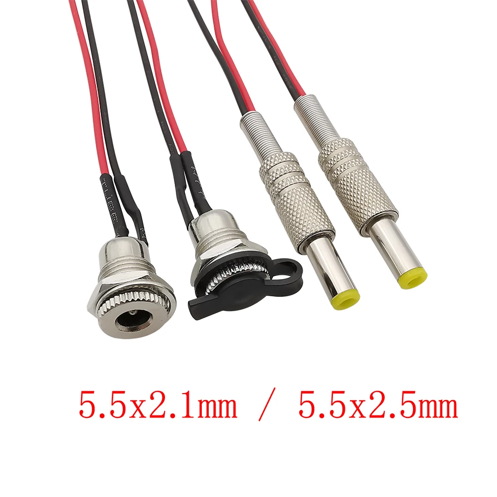 5.5x2.1 مللي متر 5.5x2.5 مللي متر تيار مستمر الطاقة ذكر التوصيل DC-099 تيار مستمر المقبس الخيوط لوحة جبل موصل سالب محول مع أسلاك كابل 20AWG