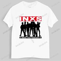 Cotton Tshirt mens summer Tops INXS NEED YOU TONIGHT SINGLE KICK MICHAEL HUTCHENSE ROCK BAND T-SHIRT Man Brand T-shirt