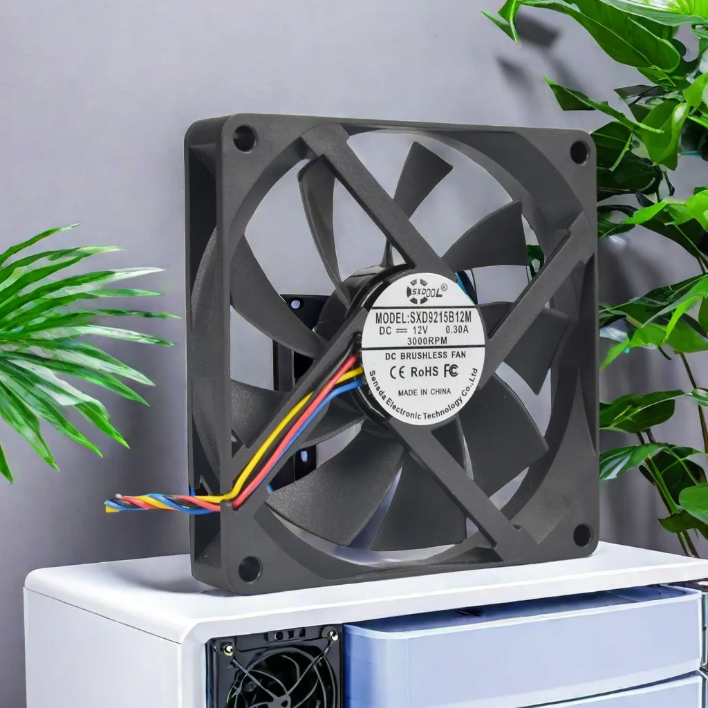 SXD9215B12M Ultra-Thin Silent DC Brushless Cooling Fan 92x92x15mm with PWM, Dual Ball Bearings, 3000RPM for PC Case, Servers