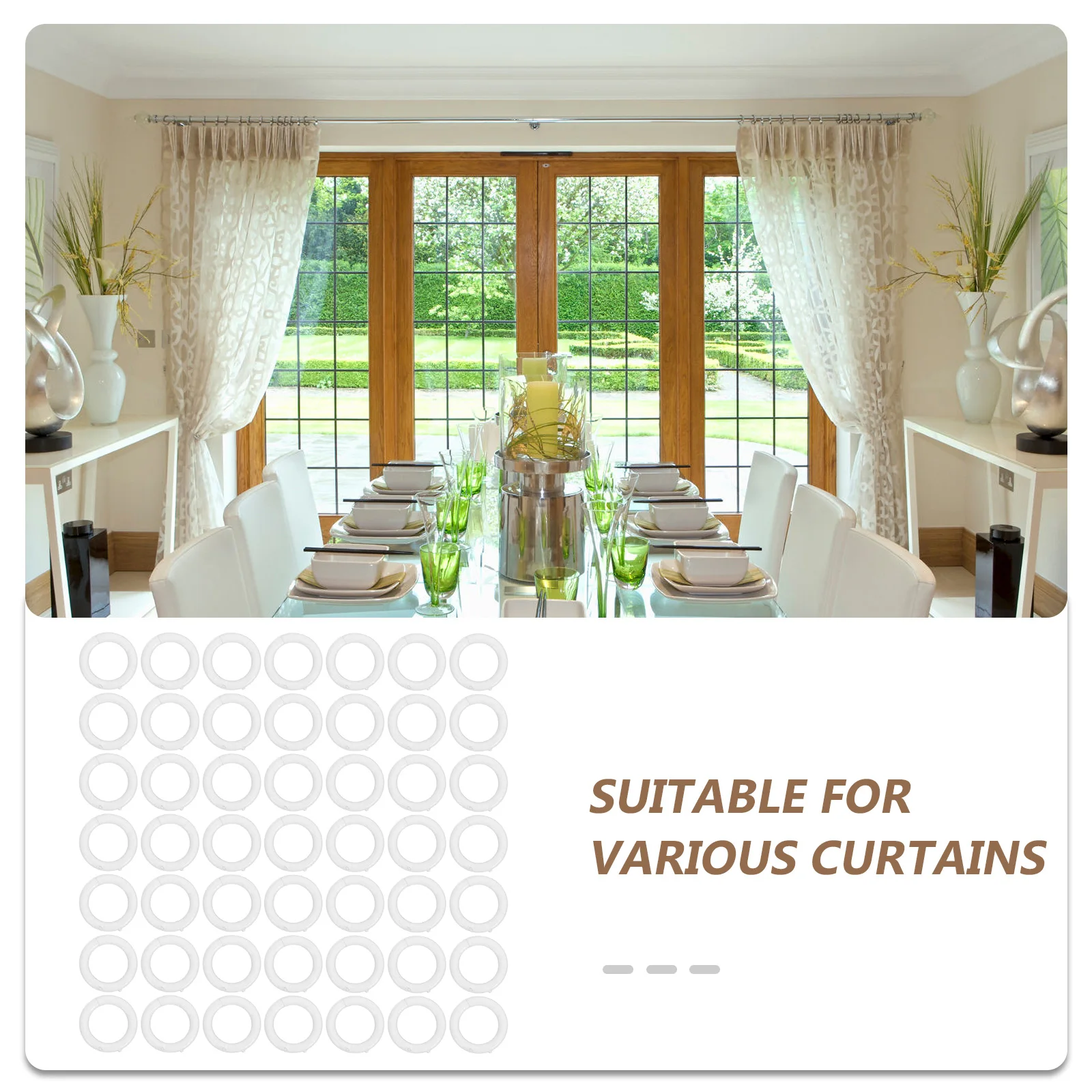 100Pcs Curtain Rings Accessories Clear Plastic Roman Shade Hardware Set for Blinds Drapery DIY Projects Easy Install Removable