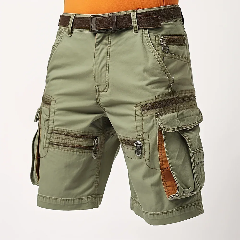 Short cargo vintage lavé pour homme, ceinture et poches, commandé