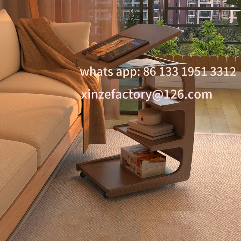 

Customizable Solid Wood Sofa Side Several Movable Living Room With Wheel Side Cabinet Bedside Shelf Simple