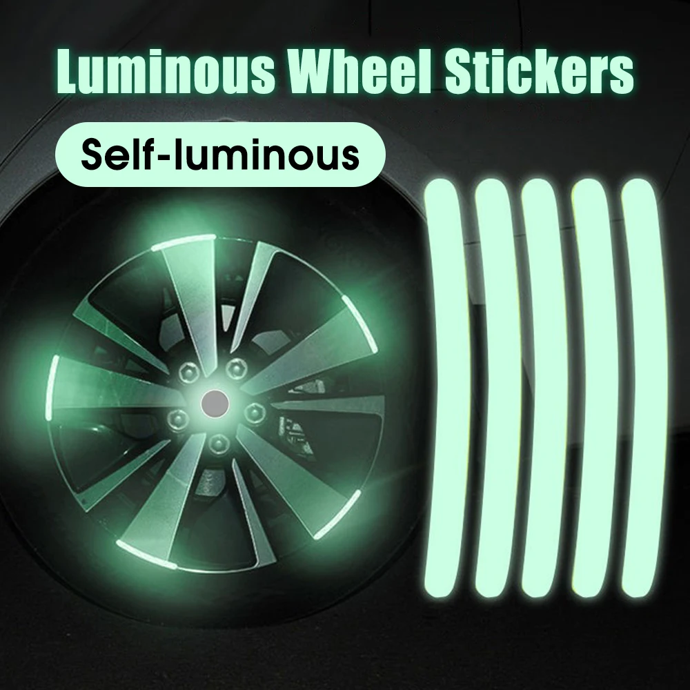 

20 Pcs Reflective Sticker Tire Rim Luminous Car Wheel Hub Reflective Strips Sticker for Night Driving Car-Styling Accessories