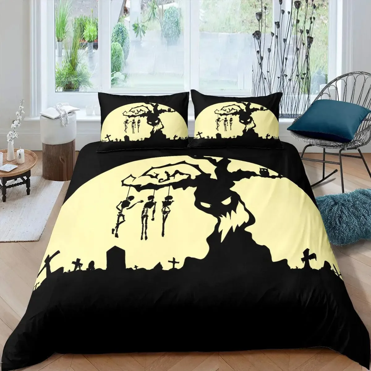 

Halloween Tree Horror Theme Gothic Spooky Comfortable Duvet Quilt Cover Pillowcase Bedding Set Bedroom Decoration Home Textile
