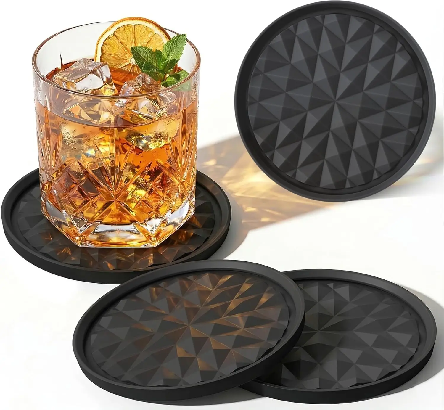 

Silicone Coasters for Drinks[4 Pack]- Cup Mat for Tabletop Protection-Non-Slip, Non-Stick, Coffee Table Decor, Great Gift for An