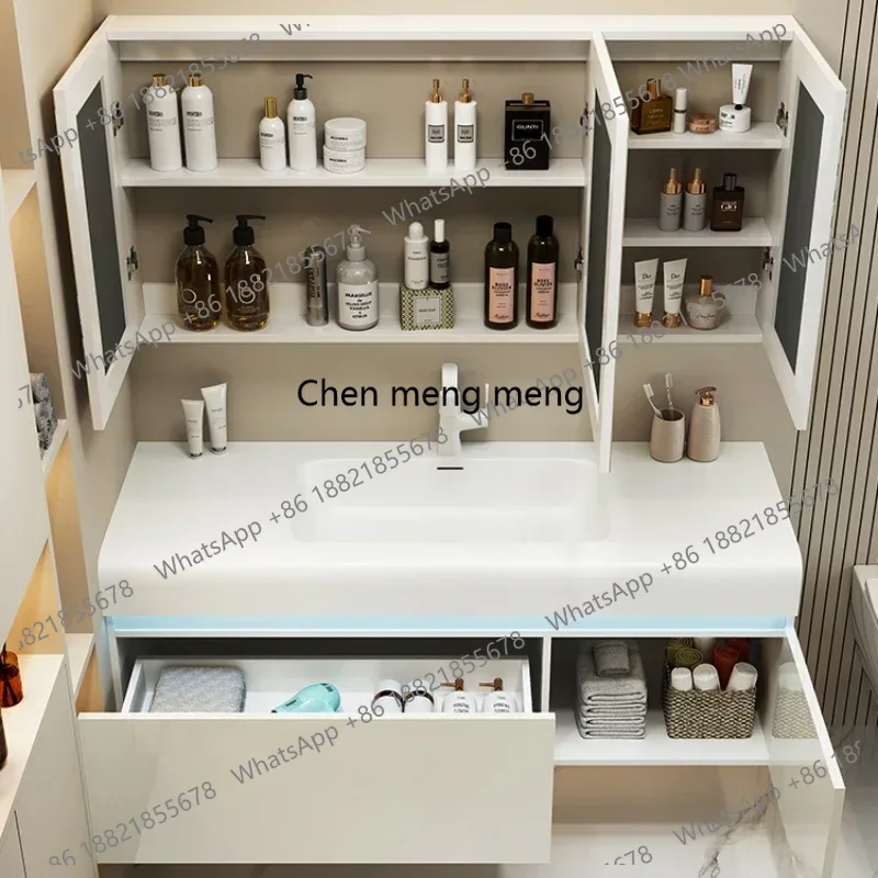 

Modern Integrated Basin Bathroom Cabinet Minimalist Bathroom Cabinet Washbasin Combination Mobile Bagno Room Furniture