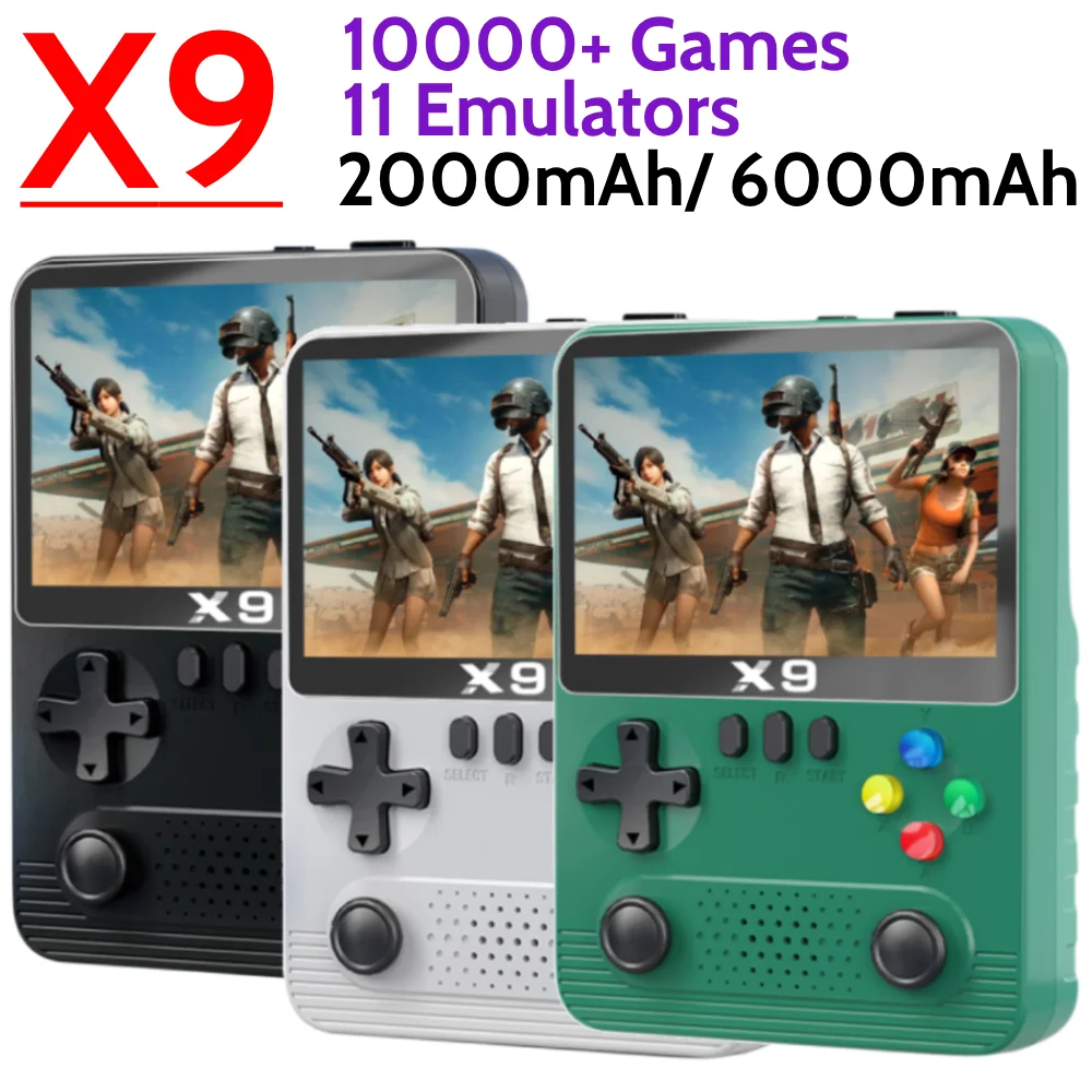 X9 Retro Video Game Console 2000mAh/6000mAh 3.5in IPS Screen Portable Game Console 11 Emulators 10000+ Games for PSP Gift