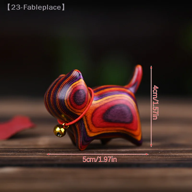 Rainbow Wood Carving Cat Sculptures Cat Ornaments Cute Colored Wooden Cat Turtle Rabbit Chick Snake Miniature Wooden Figurine