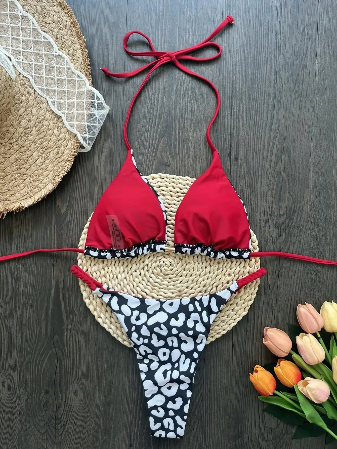 RUOTONSEPT 新しいセクシーなプリント包帯ビキニセット女性の水着ツーピース三角ホルター水着水着ブラジル Biquinis