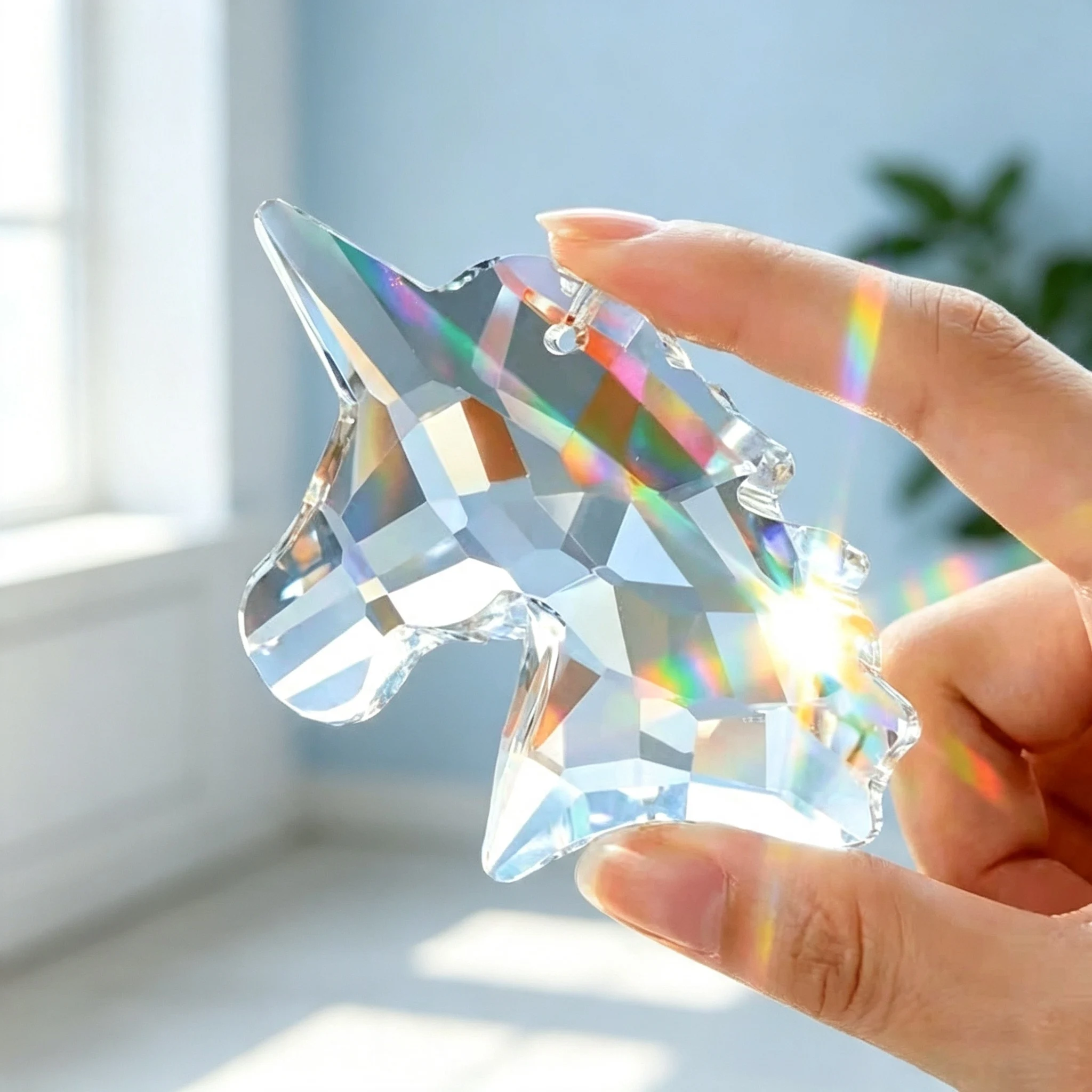1PC Crystal Unicorn Dream Catcher, AB/ Clear Color Hanging Prism Sun Catcher for Window Home Decor, Birthday Christmas Gift