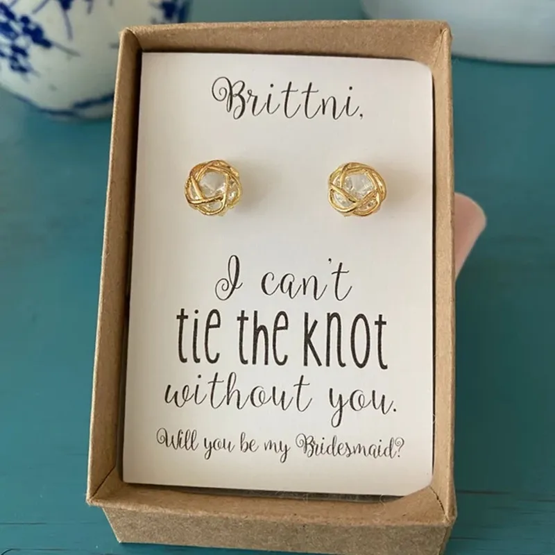 Custom Personalized  proposal, I can't tie the without you. rose gold, tie the knot, will  be my bridesmaid? Custom brideposal