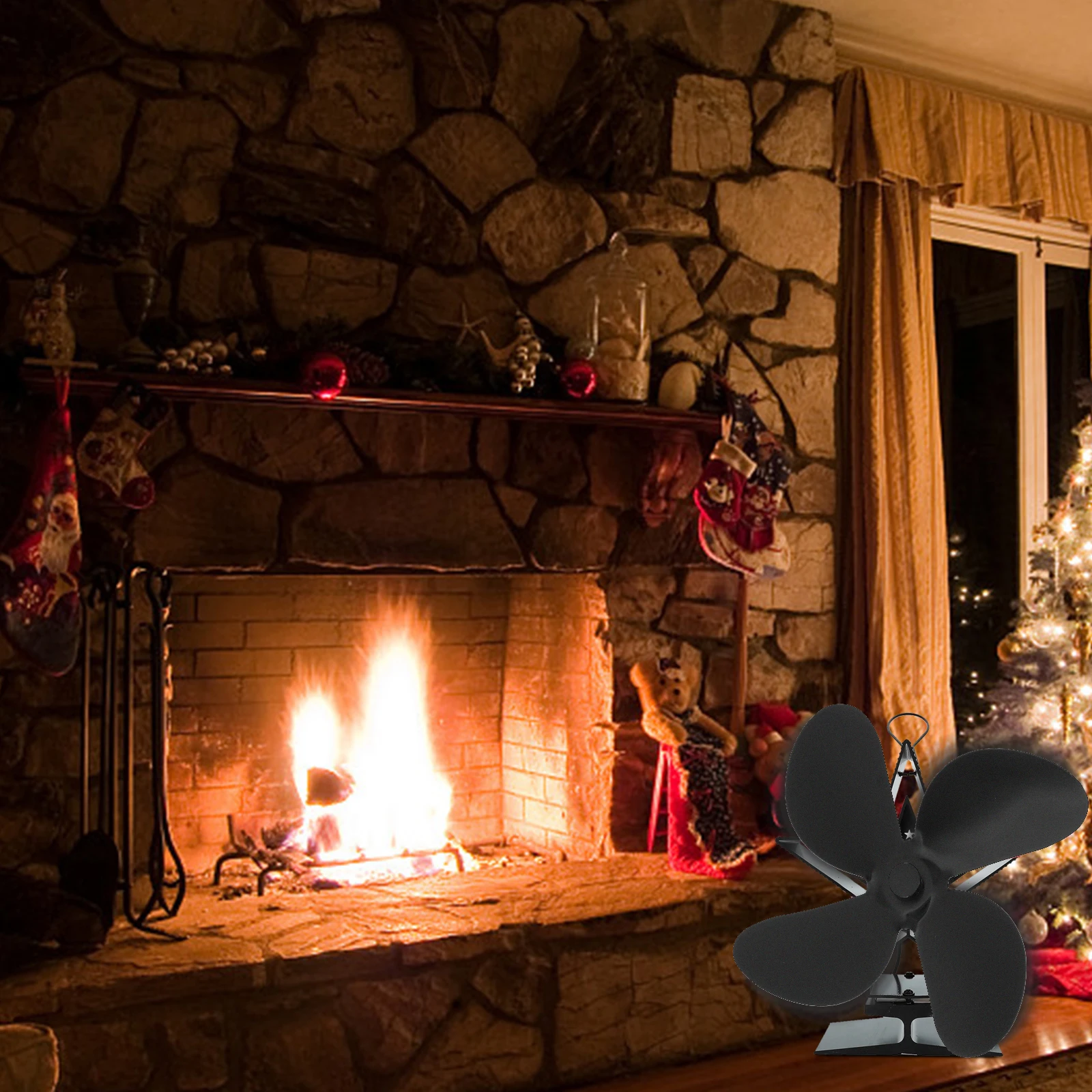

Aluminum Alloy Fan Blades Replacement Heat Powered Stove Chimney High Temperature Resistant Fireplace Parts Supply