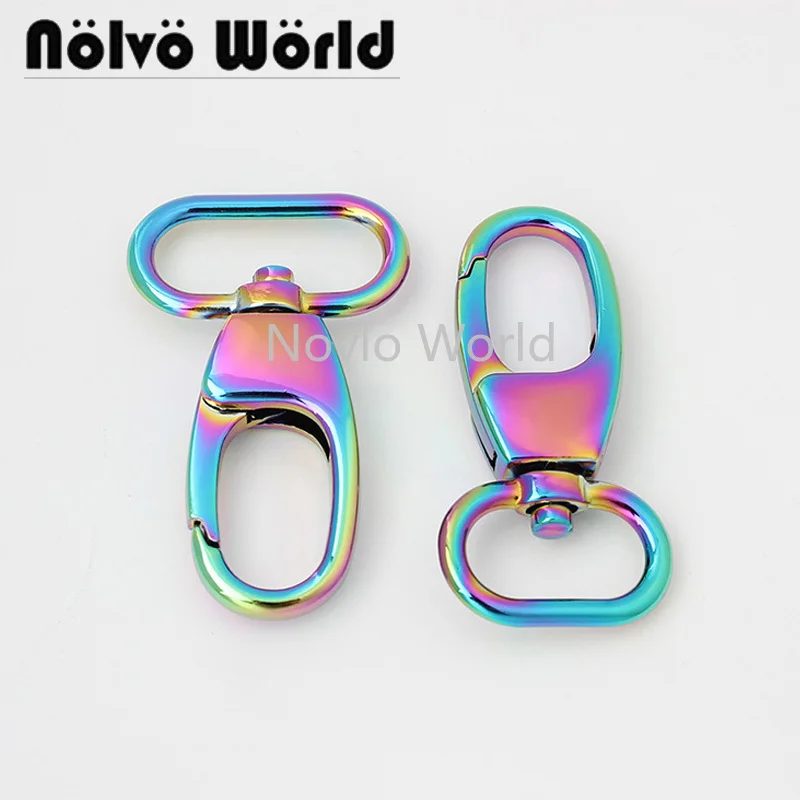 

10-50pcs 20mm 25mm polished rainbow dog collar snap hook metal trigger snap hook swivel clasp hooks hardware handbags purses