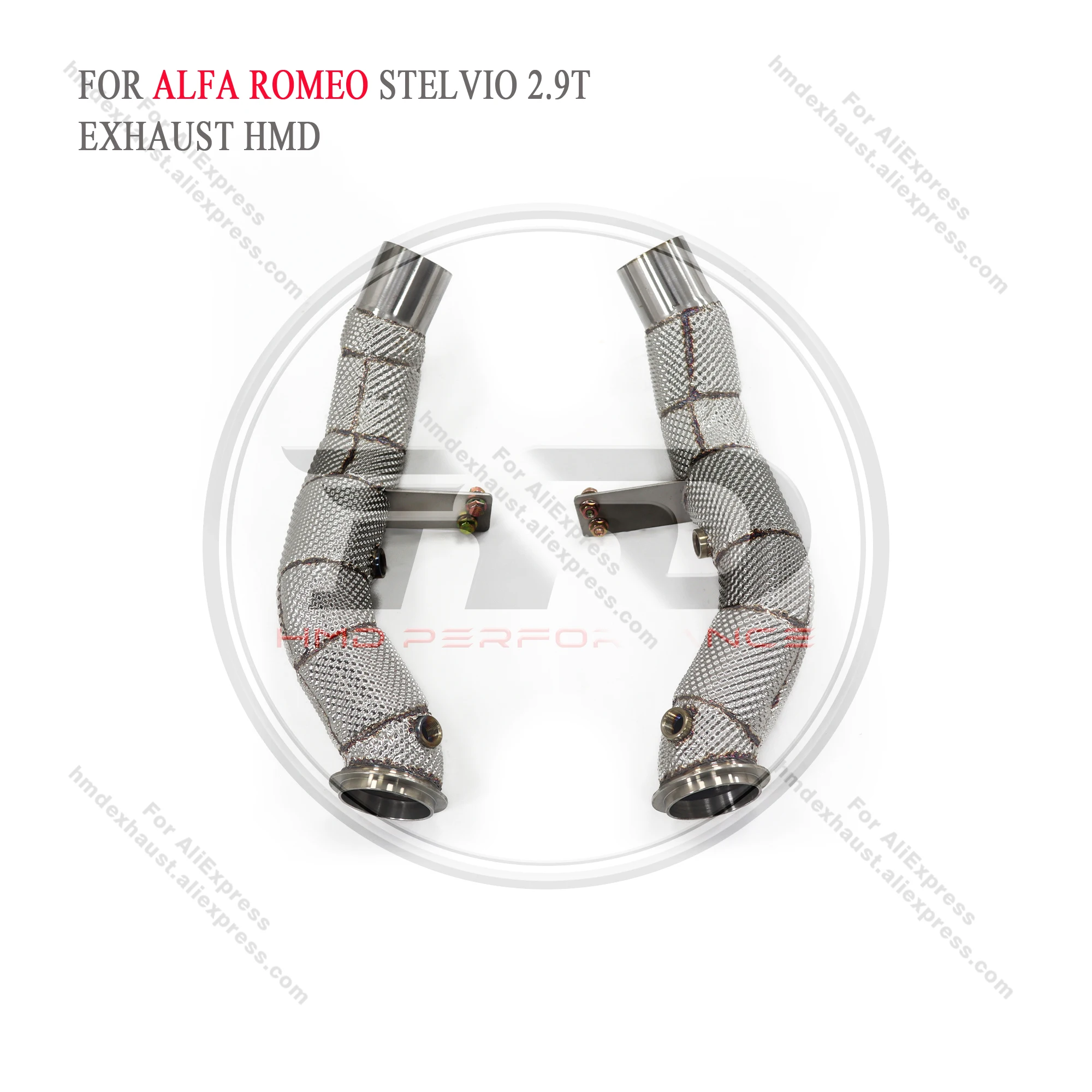 HMD Exhaust System Stainless Steel Performance Downpipe for Alfa Romeo Giulia Stelvio 2.9T With Heat Shield Pipe