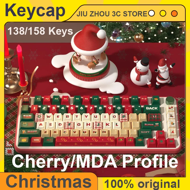 

Рождественские тематические колпачки для клавиш 138/158 клавиш Cherry/Mda Profile Pbt термосублимационная механическая клавиатура на заказ аниме игровой колпачок для клавиш