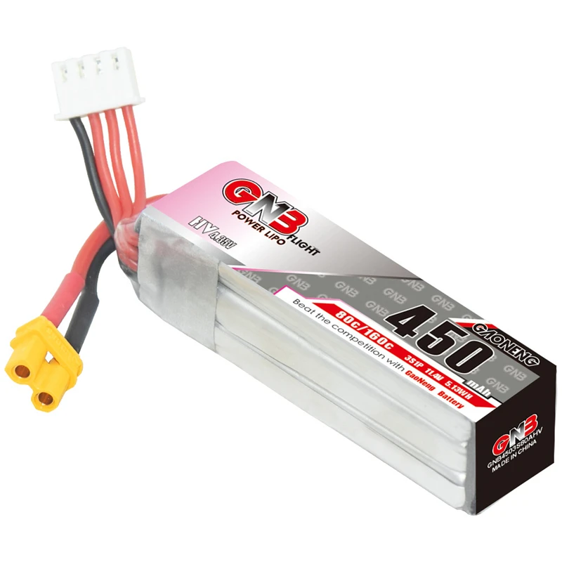 Imagem -04 - Gaoneng-bateria Lipo para rc Fpv Racing Drone Parte Quadcopter Plugue Xt30 Gnb 3s 11.4v 450mah 80c 160c