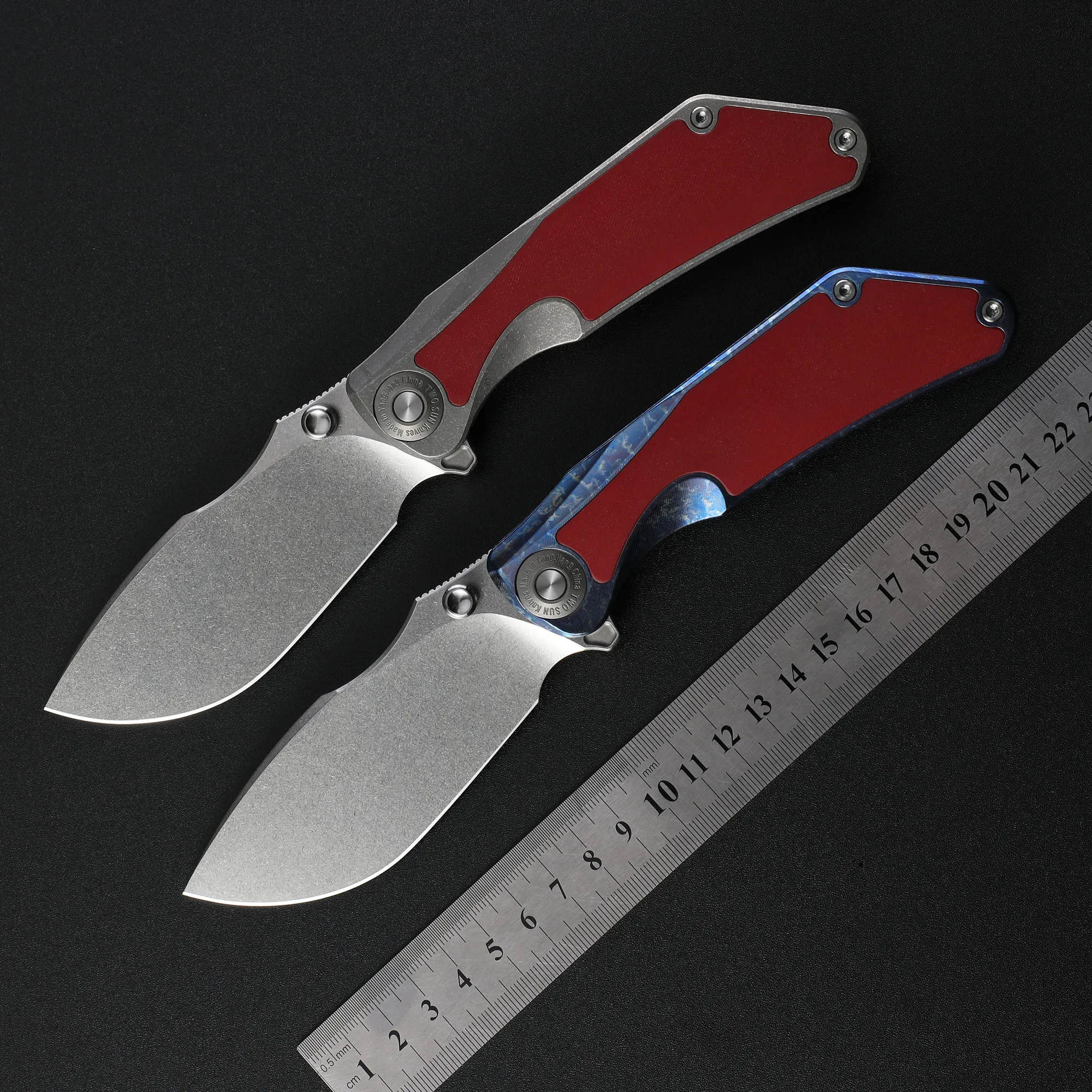 

TWO SUN TS437 Pocket Folding Knife EDC D2 Steel Blade Red G10 Titanium Alloy Handle Hunting Utility Outdoor Tactical Survival